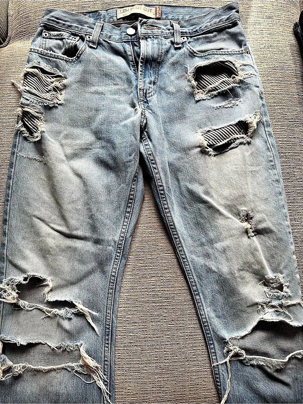 Levi's 527 Low Boot Cut Distressed Blue Jeans Waist 29